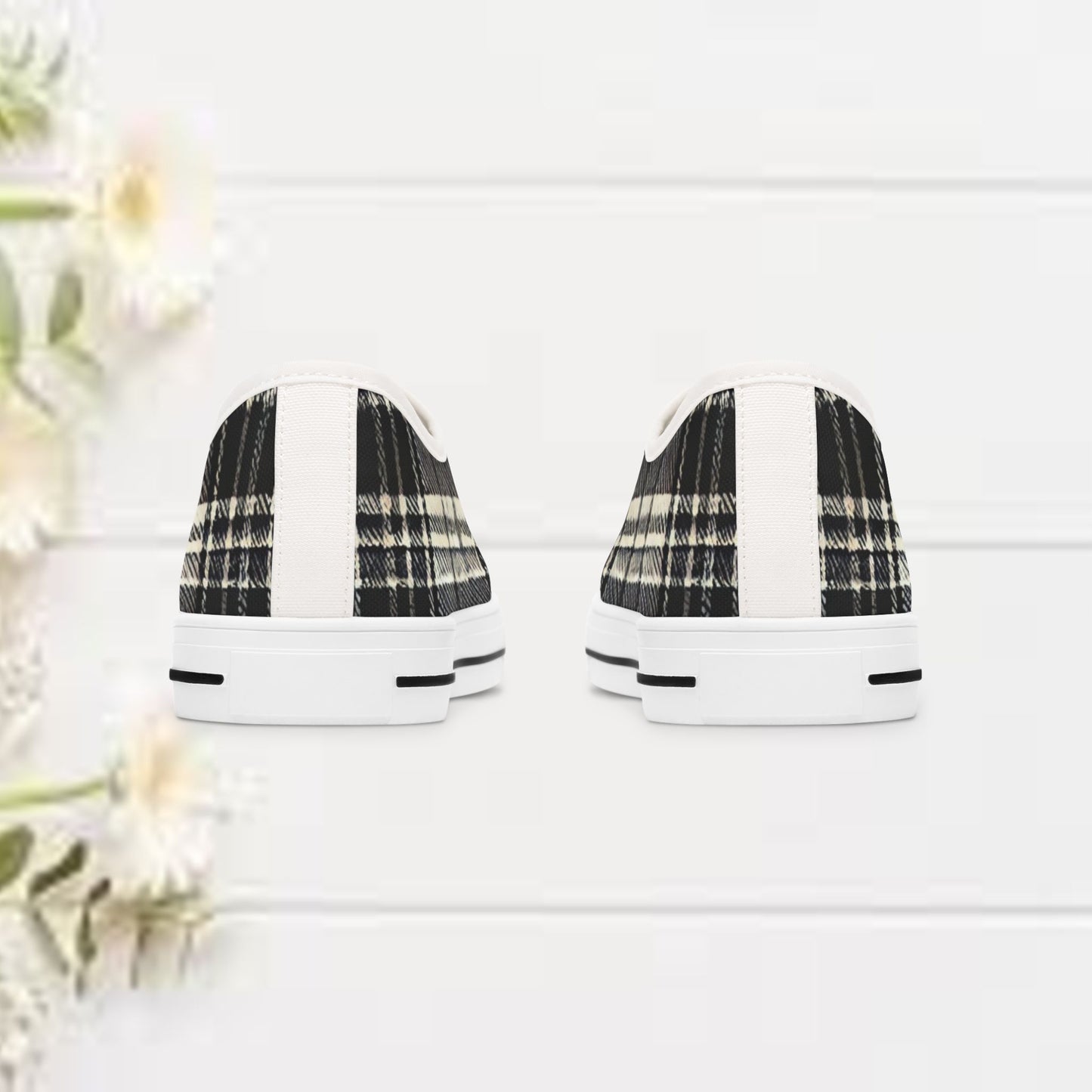 Low Top Sneakers - PrairieSpirits Collection, Plaid Blk