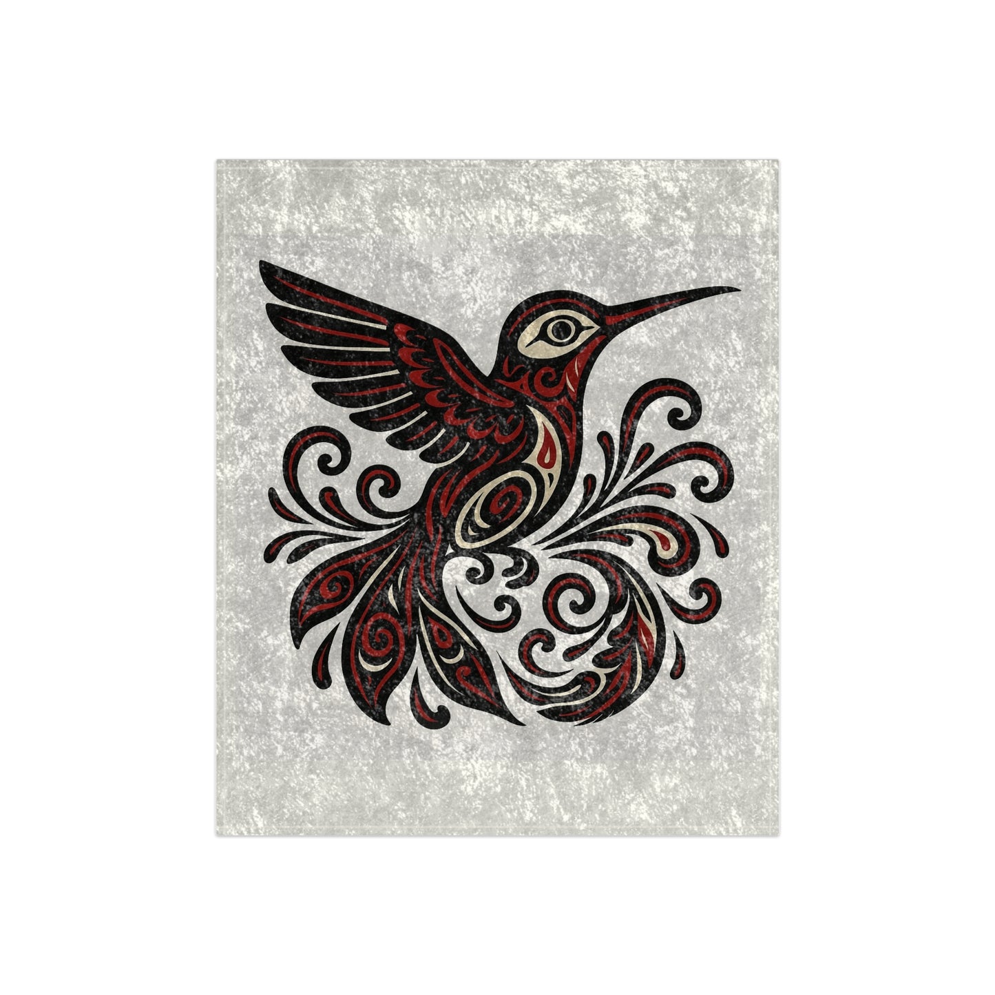 Crushed Velvet Blanket - Red Hummingbird