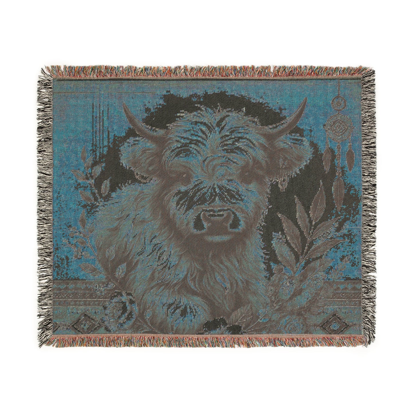 Woven Blanket - PrairieSpirits Boho Cow Print Collection