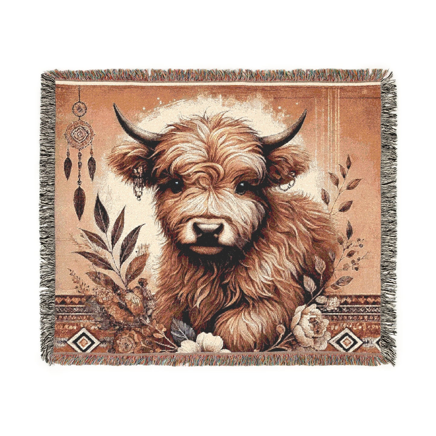 Woven Blanket - PrairieSpirits Boho Cow Print Collection