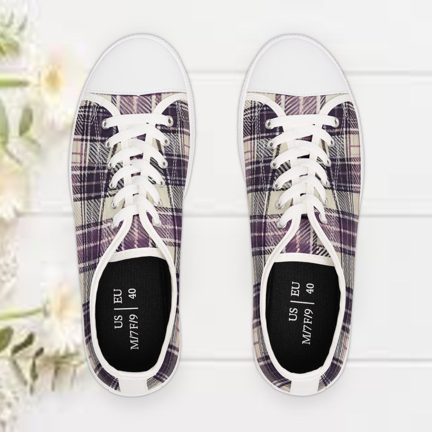 Low Top Sneakers - PrairieSpirits Collection, Plaid Purple