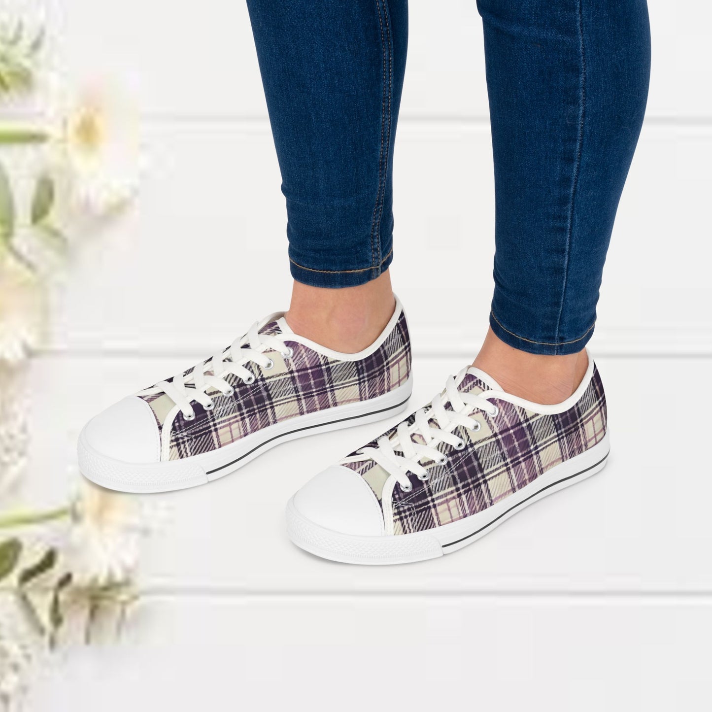 Low Top Sneakers - PrairieSpirits Collection, Plaid Purple