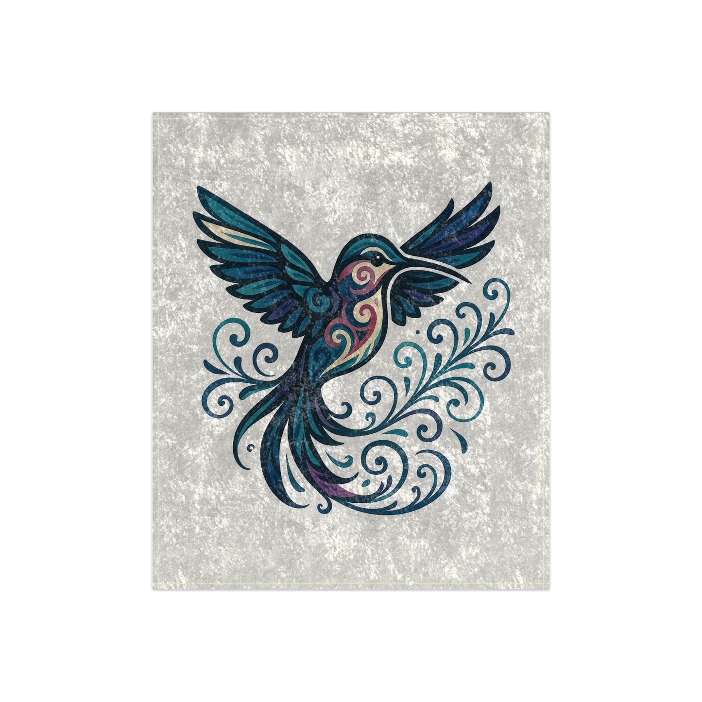 Crushed Velvet Blanket - Turquoise Hummingbird