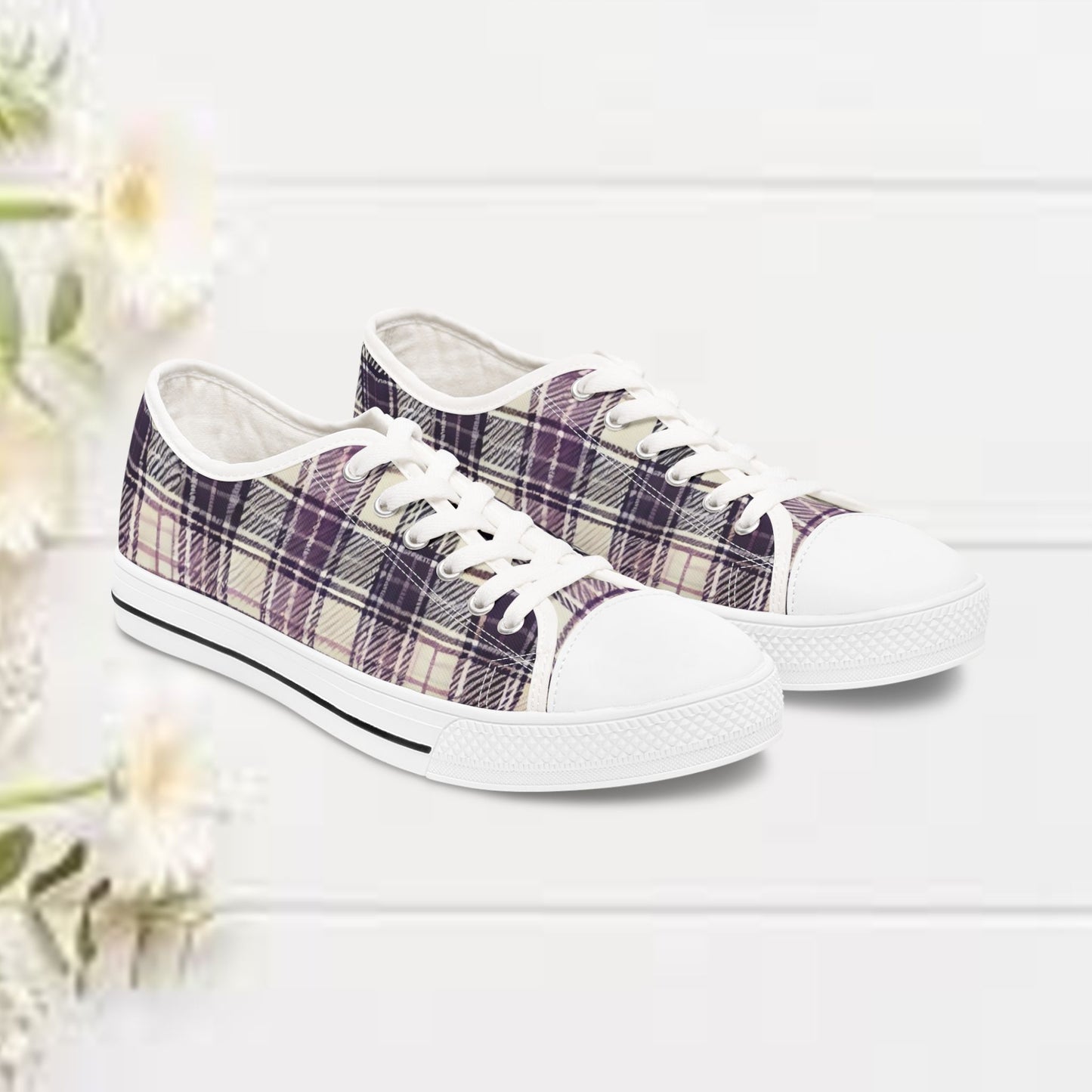 Low Top Sneakers - PrairieSpirits Collection, Plaid Purple