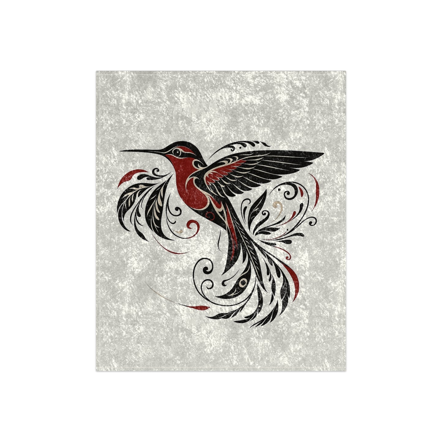 Crushed Velvet Blanket - Black Hummingbird