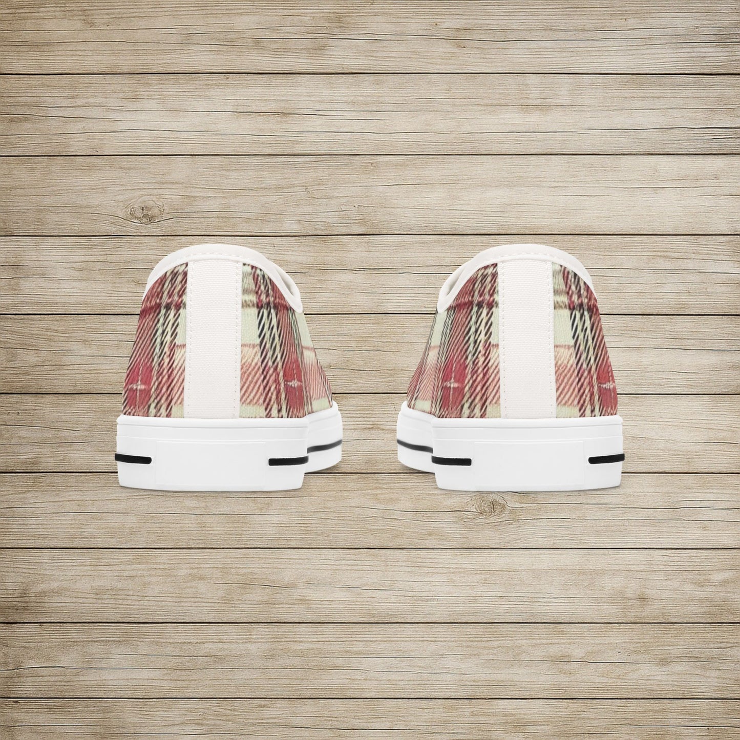 Low Top Sneakers - PrairieSpirits Plaid Collection, Plaid Pink