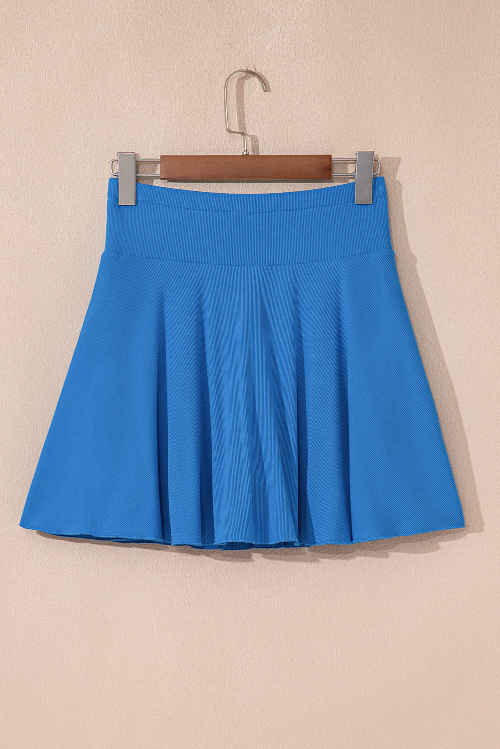 Blue A-line Draped High Waist Pocketed Lined Skort