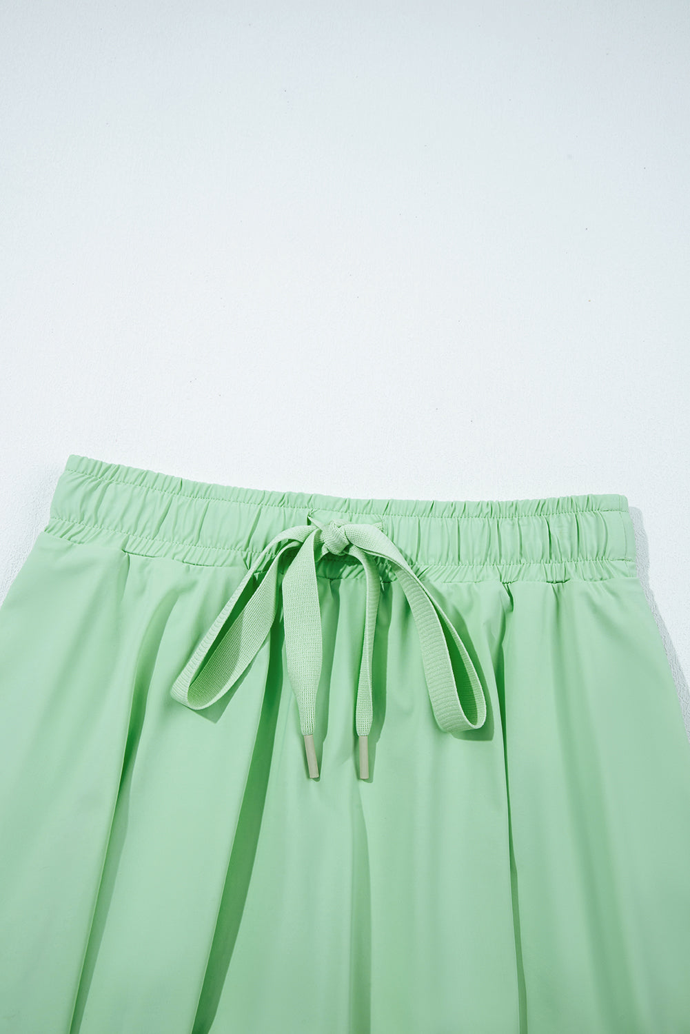 Light Green Drawstring High Waist Lined Tennis Skort