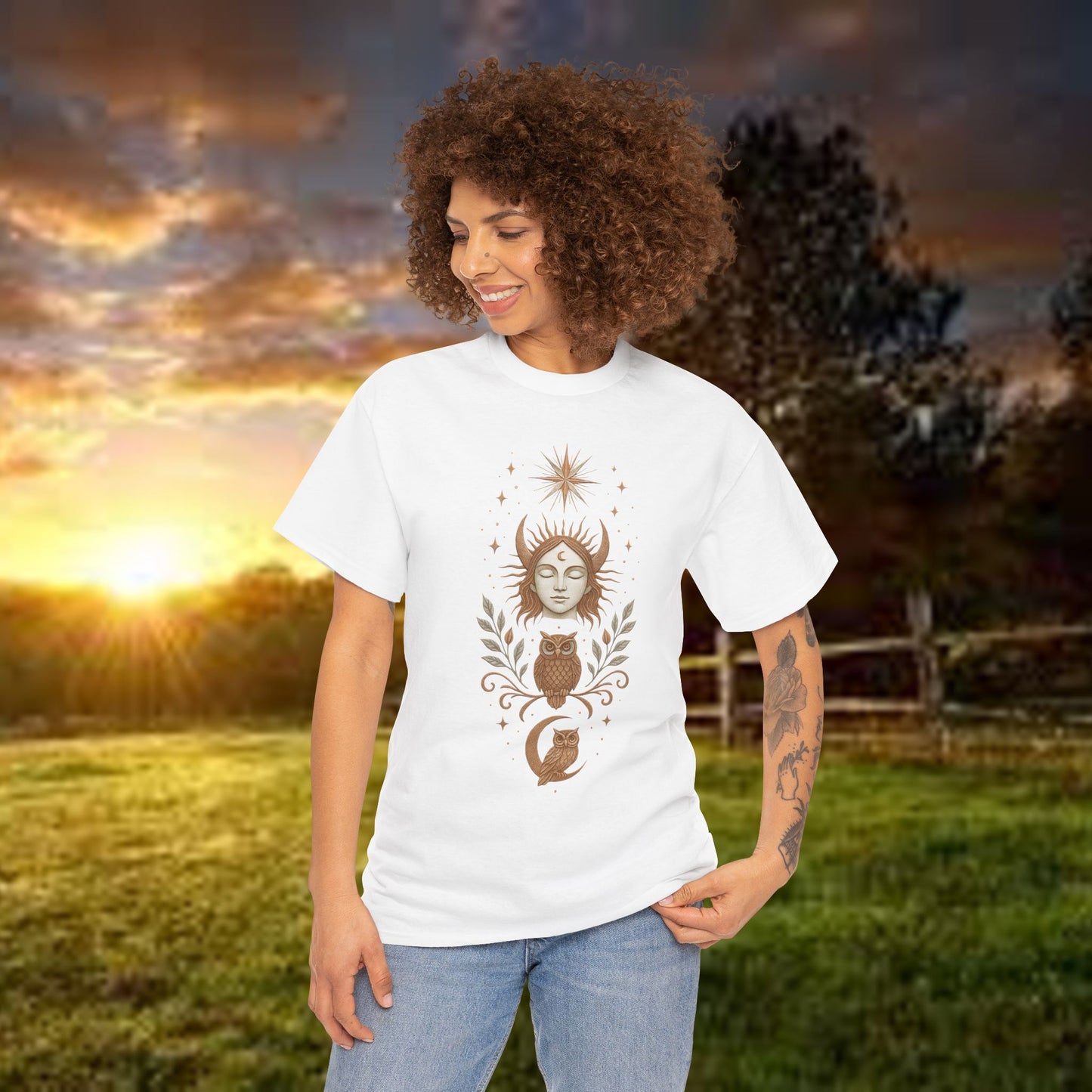 Boho Tee - Moonlight Oracle: Keeper of Wisdom Design
