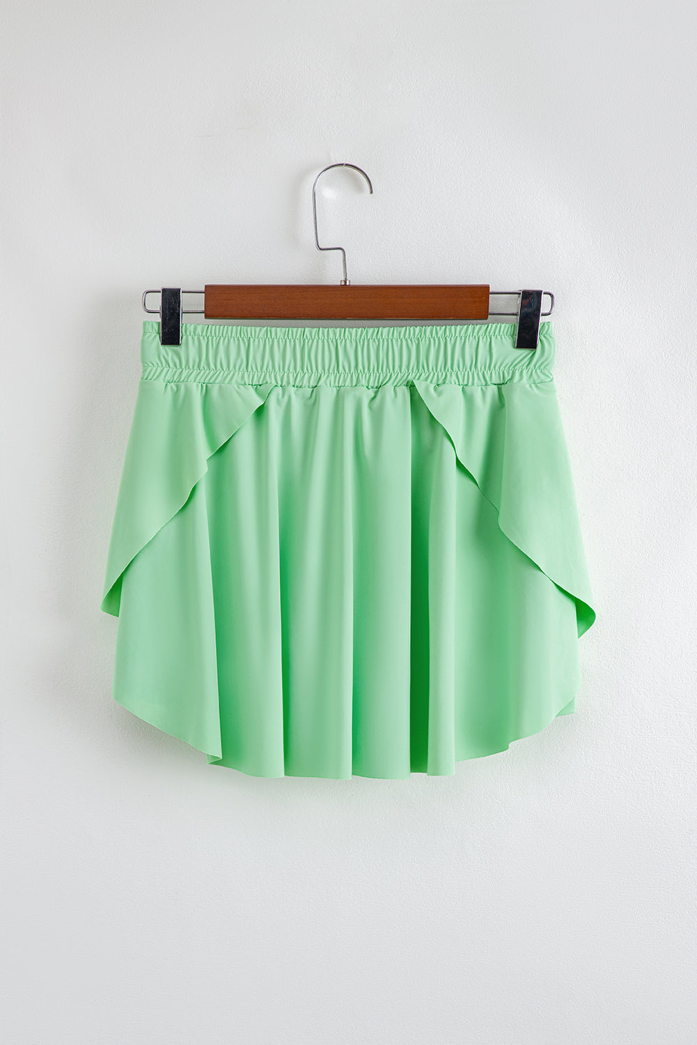 Light Green Drawstring High Waist Lined Tennis Skort