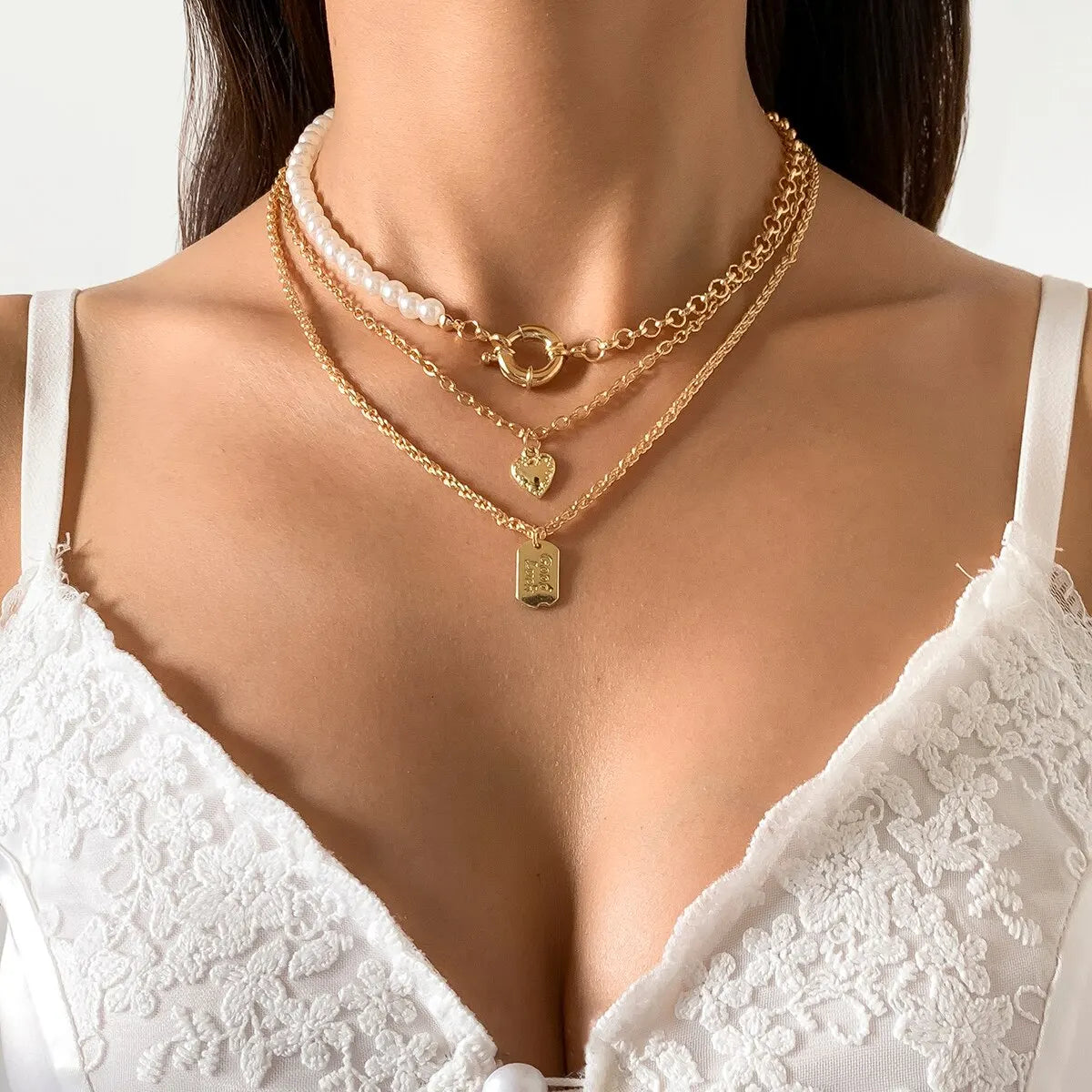 3Pcs/Set Goth Boho Pentagonal Star Crystal Leather Wax Thread Chain Necklace for Women Multilayer Choker Halloween Jewelry Gifts