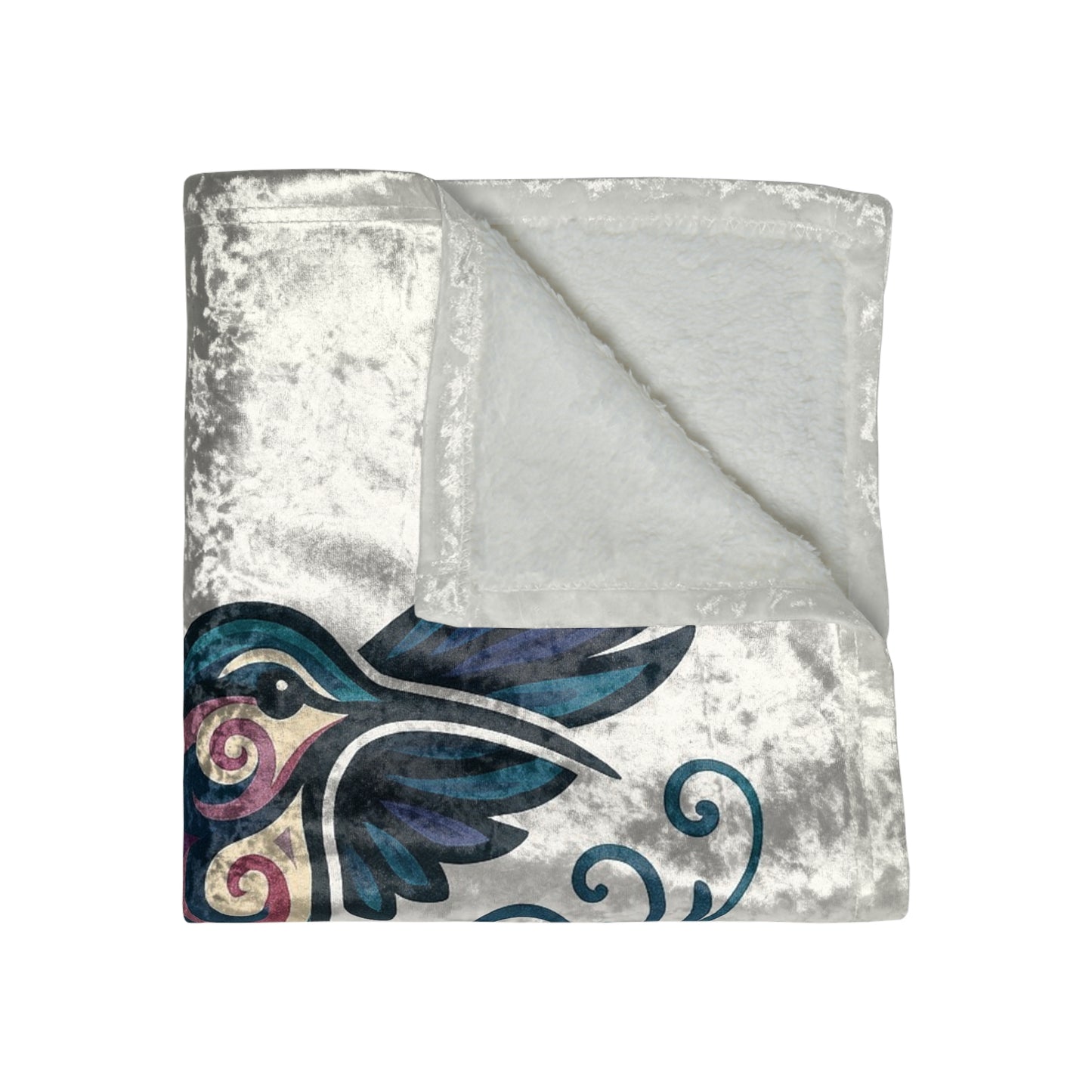 Crushed Velvet Blanket - Turquoise Hummingbird