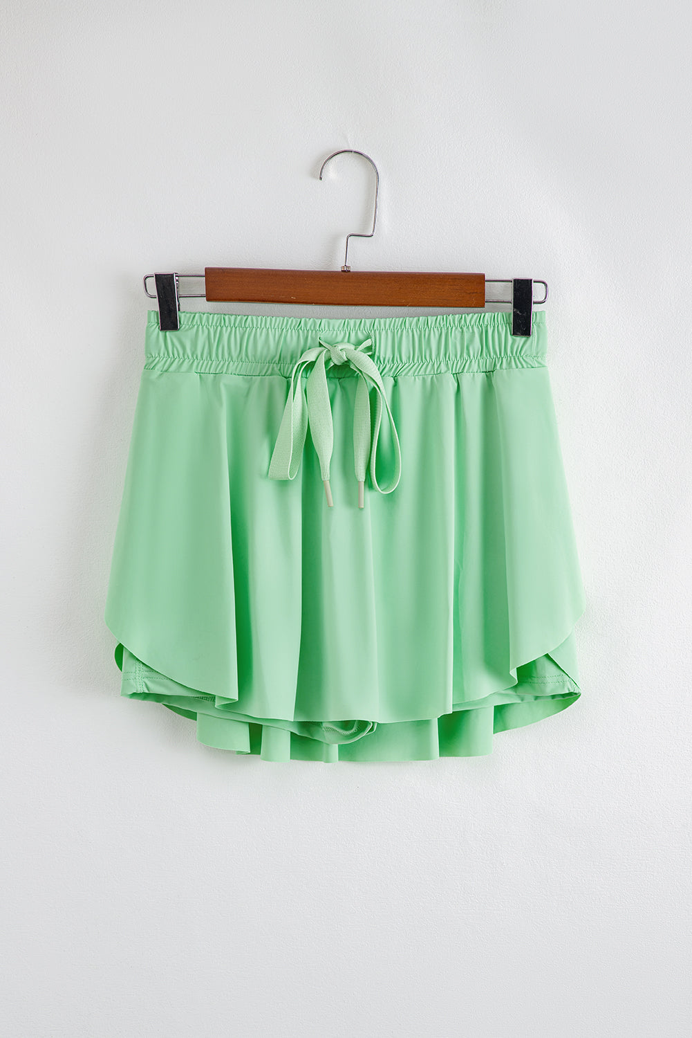 Light Green Drawstring High Waist Lined Tennis Skort
