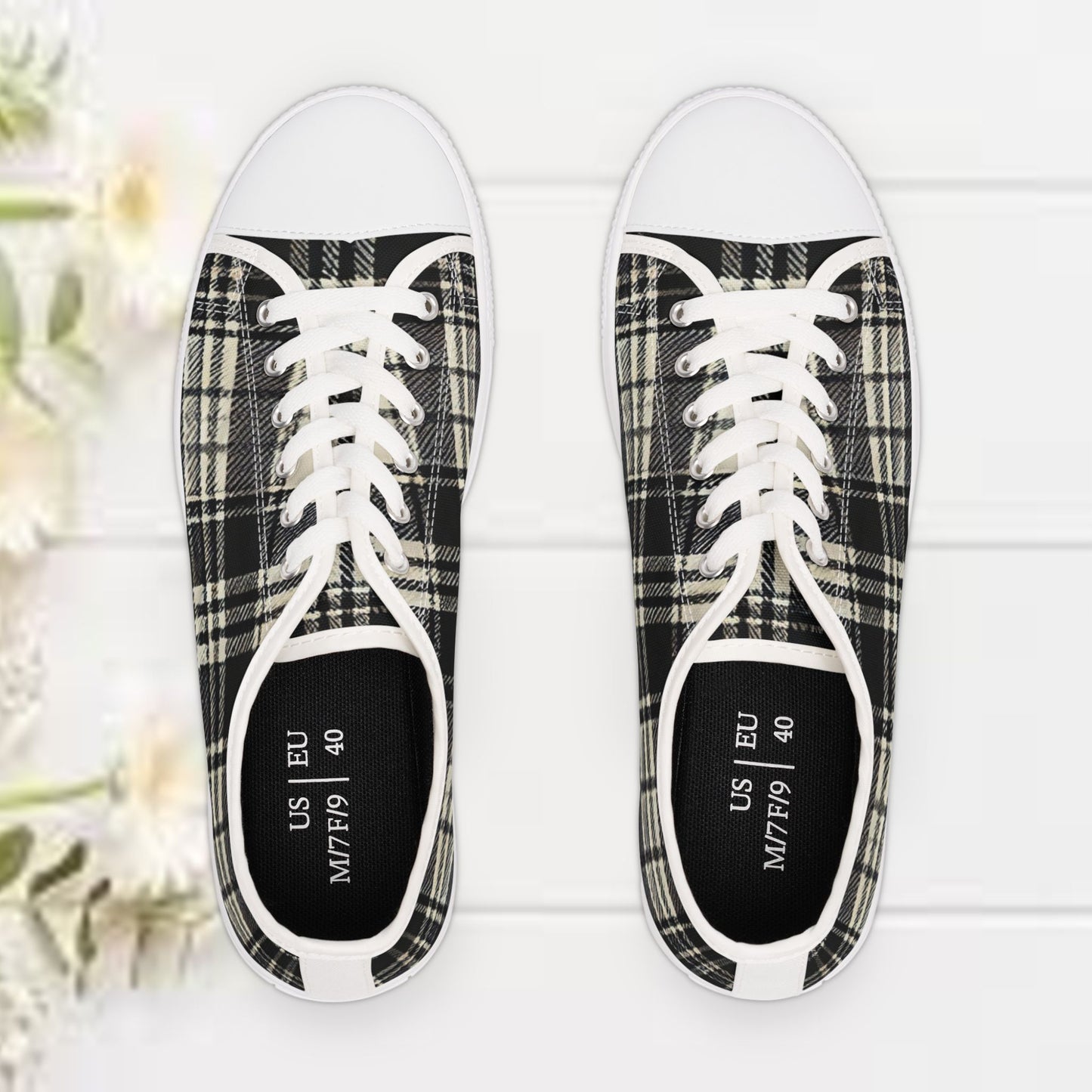 Low Top Sneakers - PrairieSpirits Collection, Plaid Blk