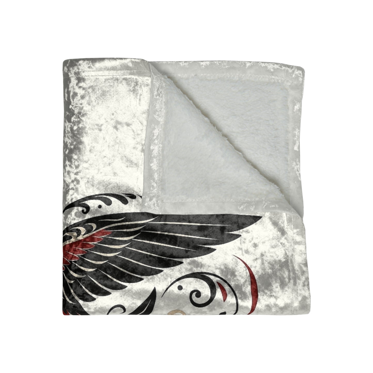 Crushed Velvet Blanket - Black Hummingbird
