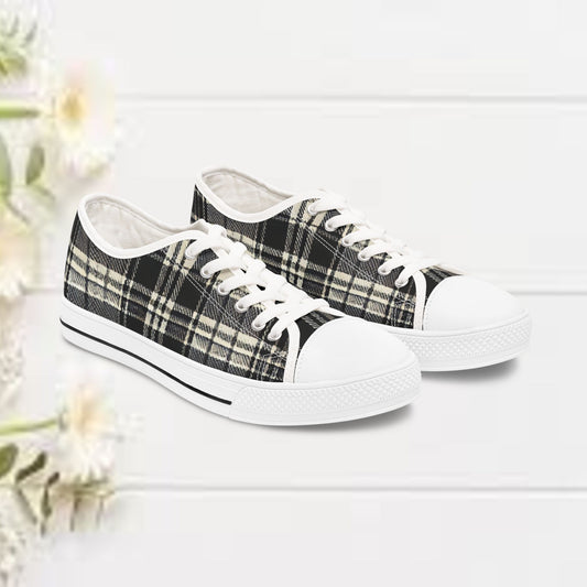 Low Top Sneakers - PrairieSpirits Collection, Plaid Blk
