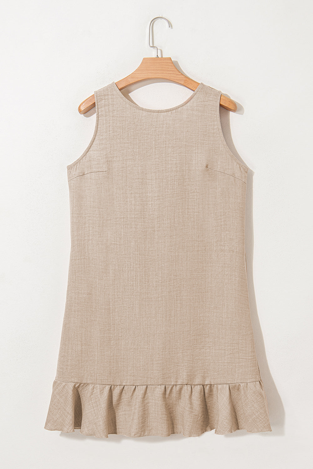 Smoke Gray Sleeveless Knot Backless Ruffle Hem Mini Dress