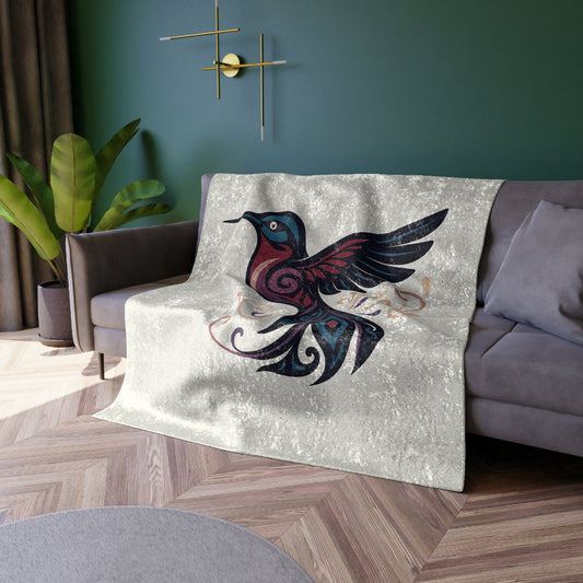 Crushed Velvet Blanket - Blue Hummingbird