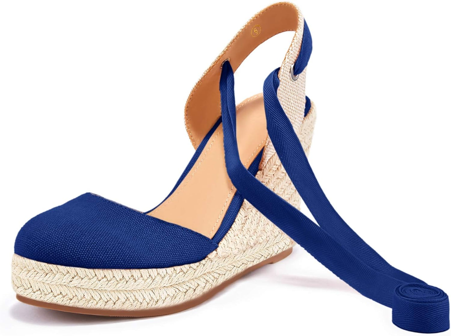 Womens Espadrilles Wedge Sandals Platform Closed Toe Ankle Strap Lace up Summer Shoes