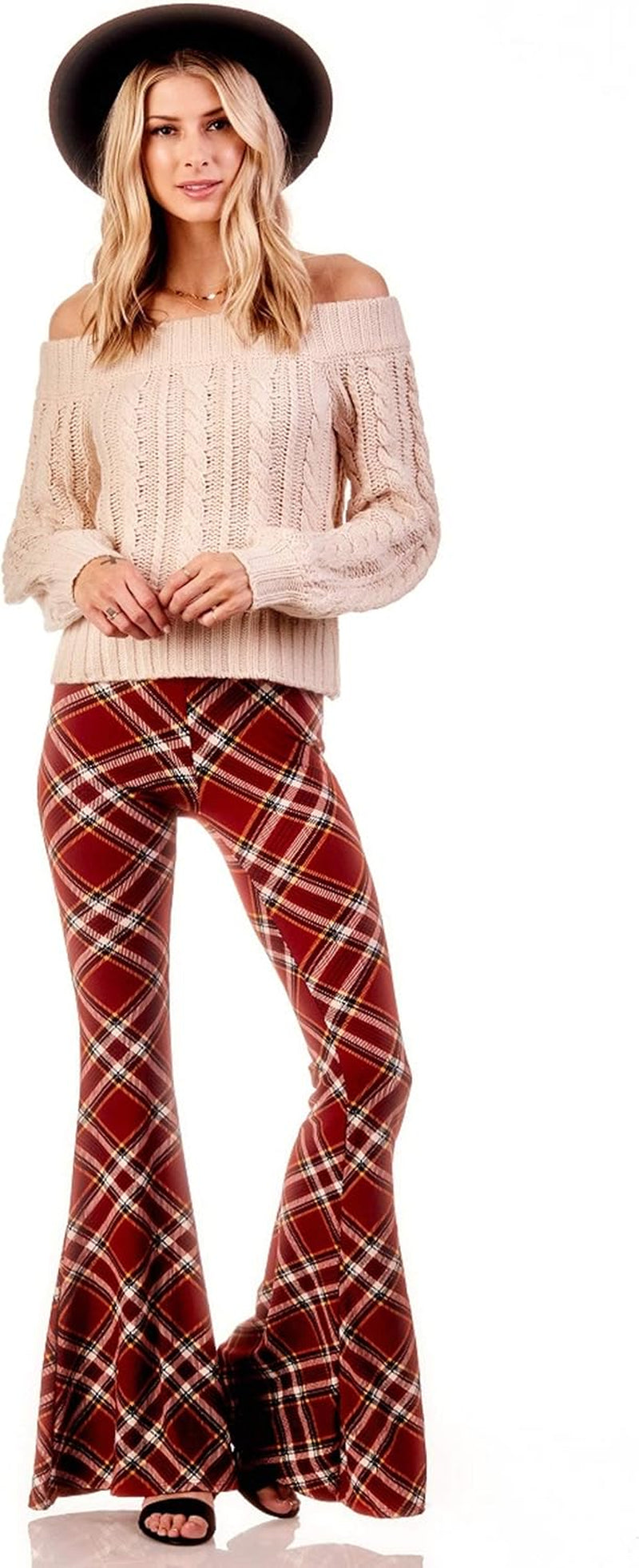 Boho Flare Pants, Elastic Waist, Wide Leg Pants for Women, Solid & Printed, Stretchy and Soft