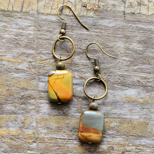 Womens Earrings Vintage Natural Stone Boho Dangle Earrings Designer Bohemian European Ethnic Jewelry Dropshipping