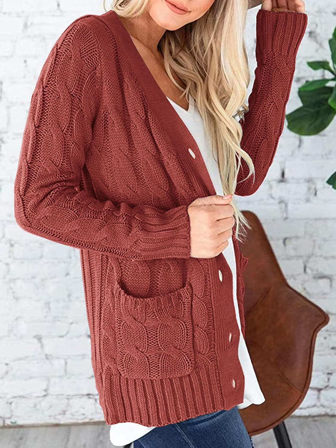Women'S Open Front Cardigan Sweaters Fall Fashion Button down Cable Knit Chunky Winter Clothing Outerwear Coats