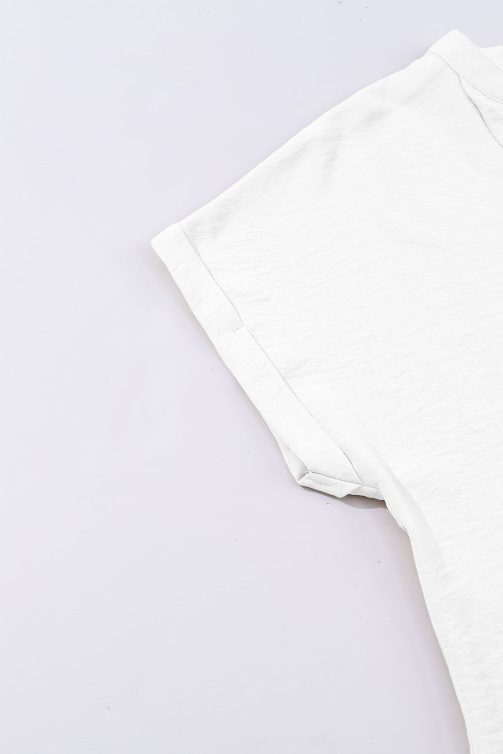 White Notched Neck Batwing Sleeve Blouse