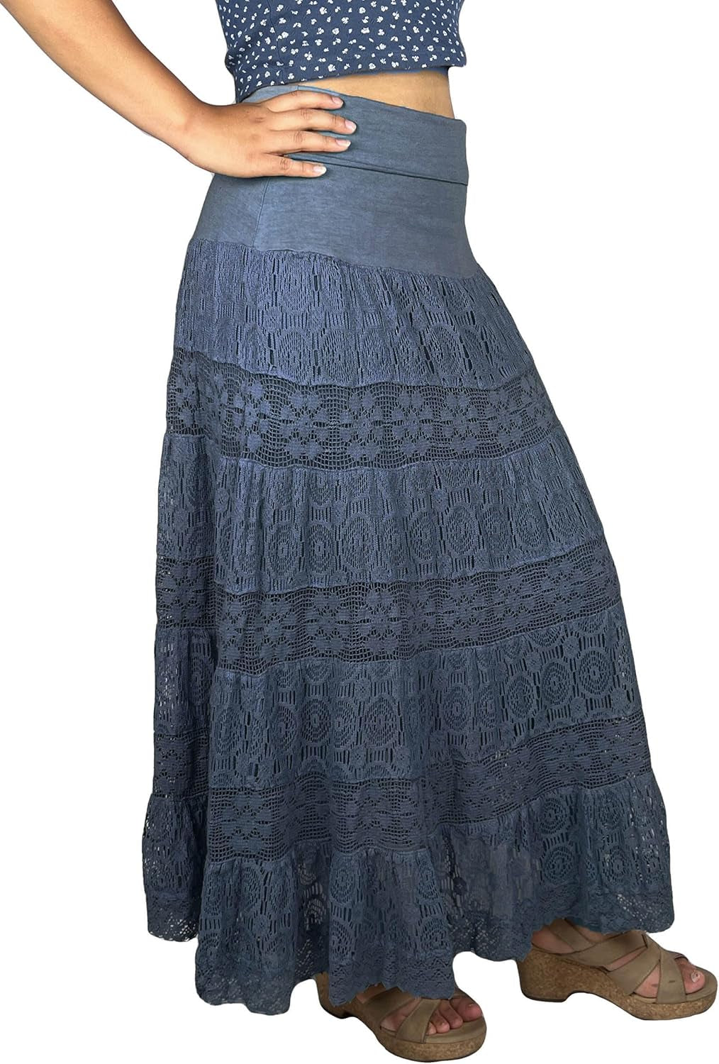 Women'S 2025 Summer Boho Peasant Tiered Long Lace Skirt Maxi - Net Flared Long Maxi Skirts for Women