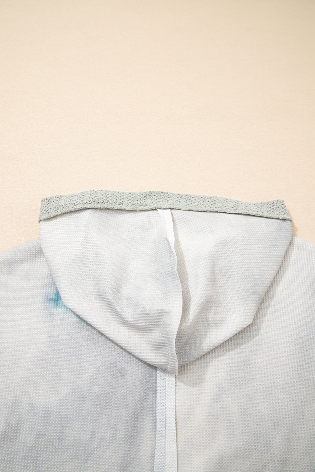 Green Floral Textured Colorblock Patchwork Lantern Sleeve Hooded Top