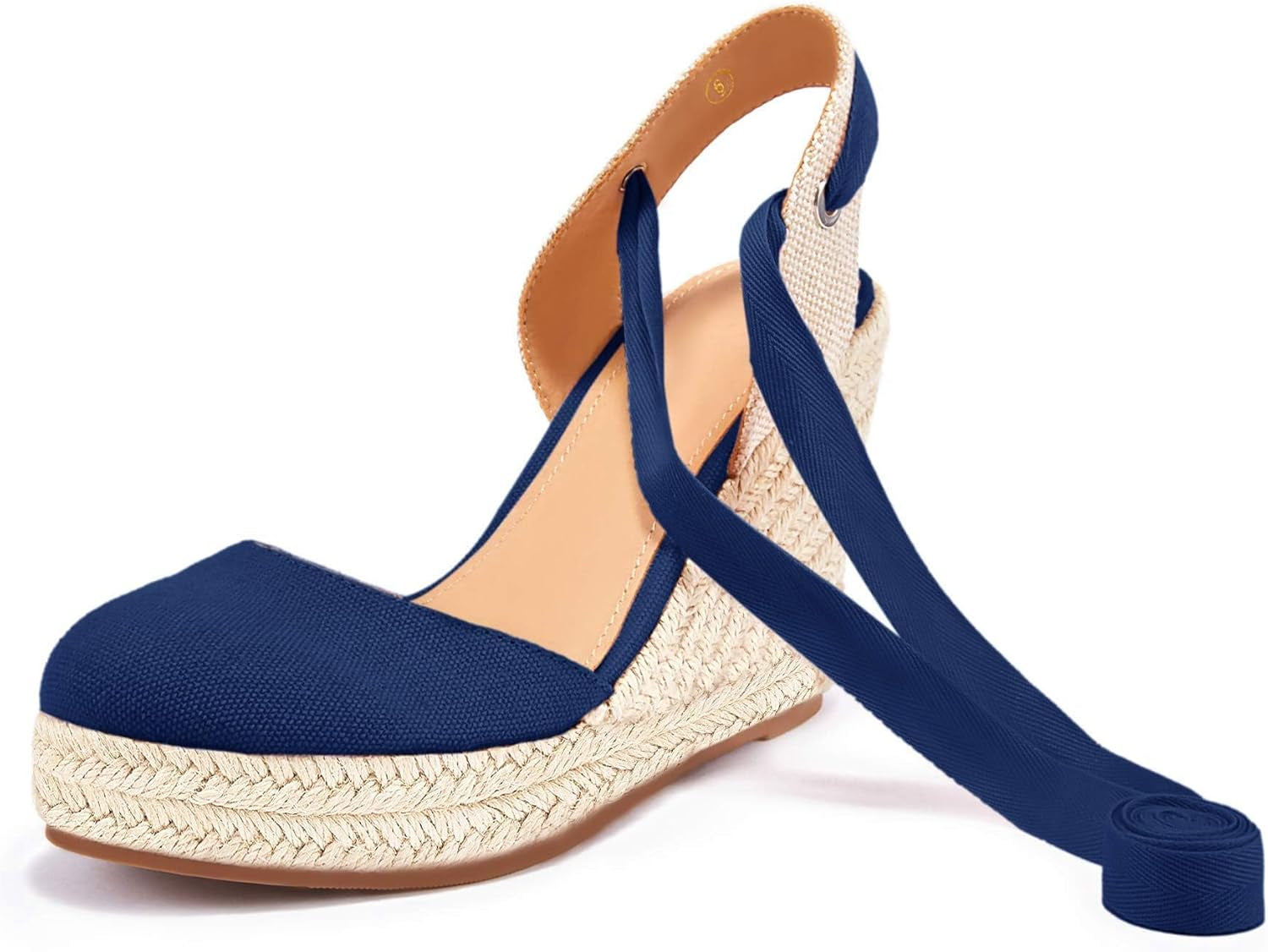 Womens Espadrilles Wedge Sandals Platform Closed Toe Ankle Strap Lace up Summer Shoes