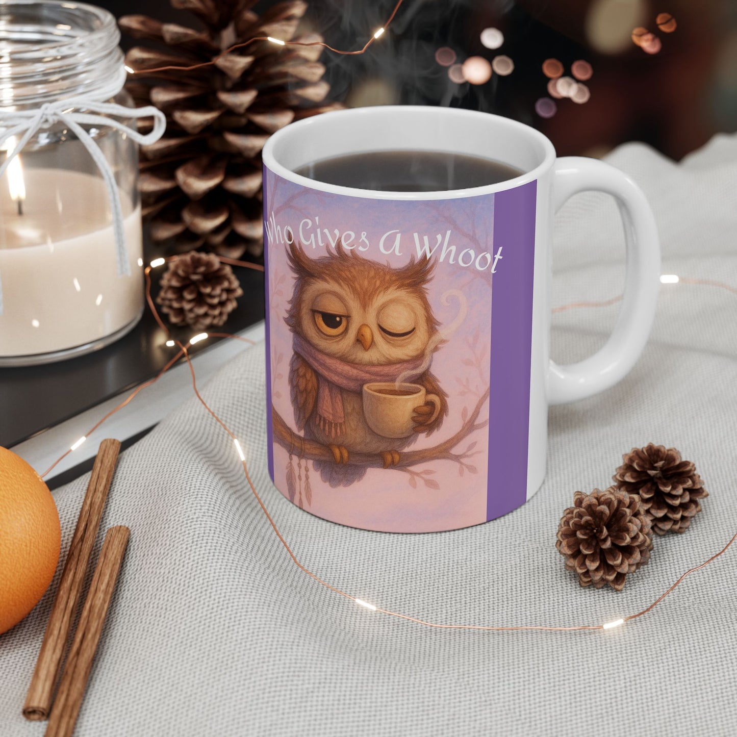 Whimsical Owl Ceramic Mug - 'Who Gives a Hoot?' Design (11oz, 15oz)