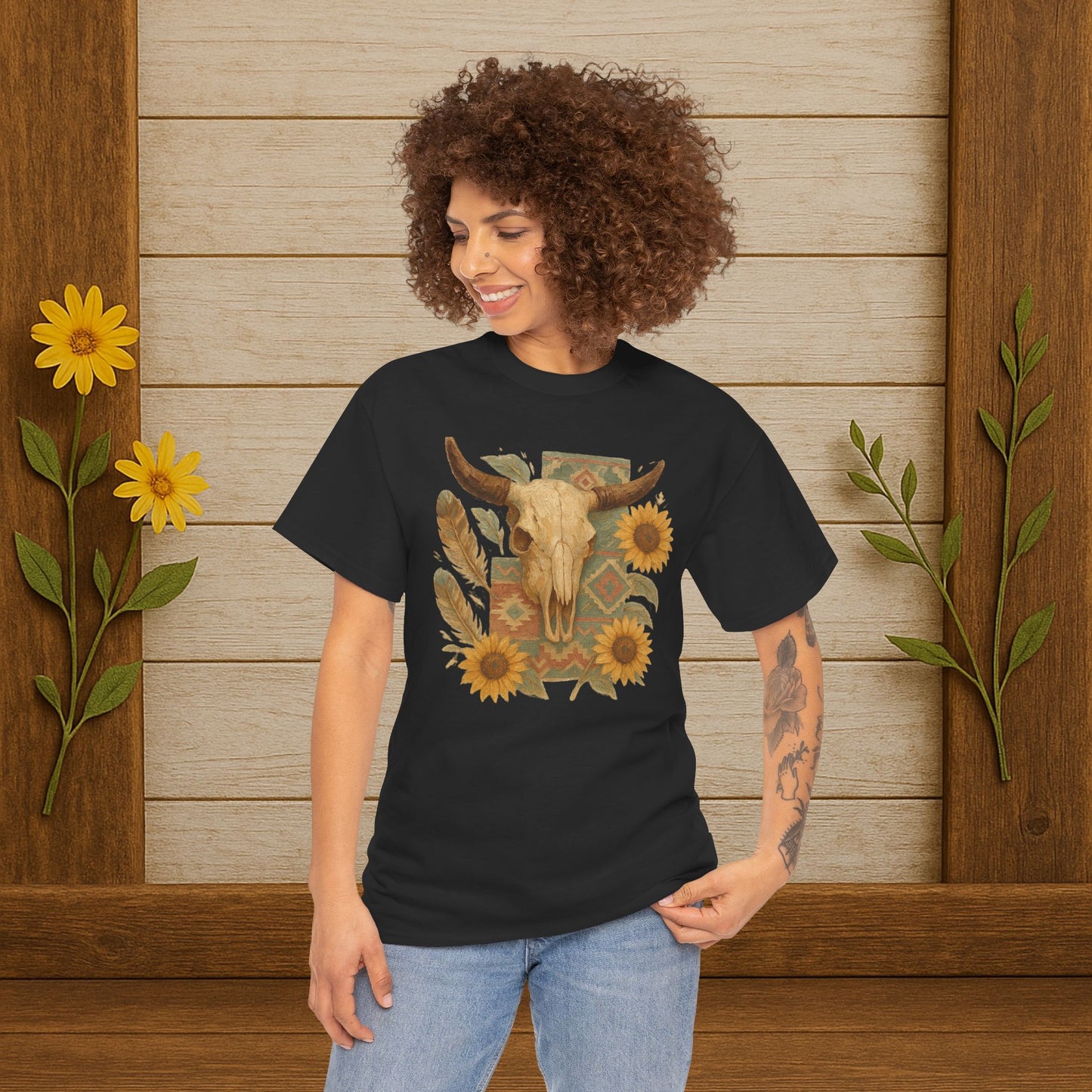 Boho Floral Tee - Unisex Heavy Cotton