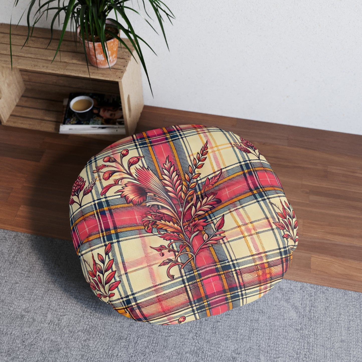 Round Floor Pillow - PrairieSpirits Boho Plaid Collection