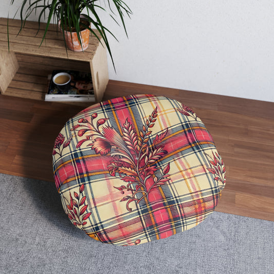 Round Floor Pillow - PrairieSpirits Boho Plaid Collection