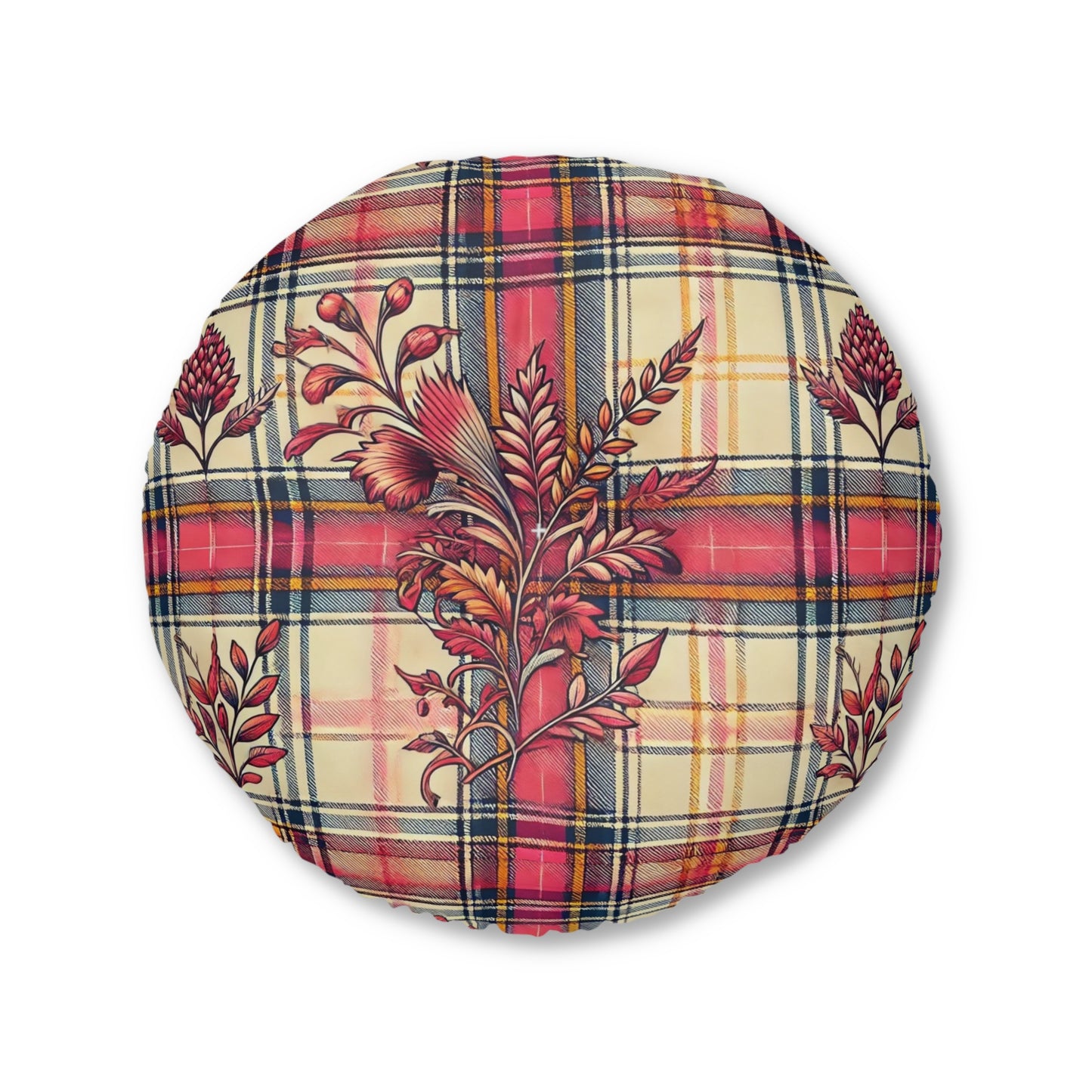 Round Floor Pillow - PrairieSpirits Boho Plaid Collection