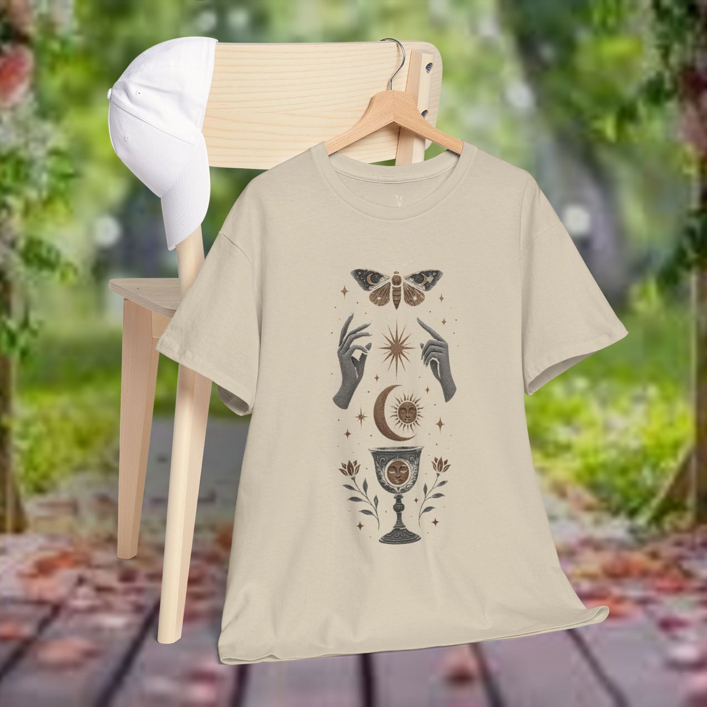 Boho Tee - Mystic Offering: Lunar Wisdom & Divine Flow Design