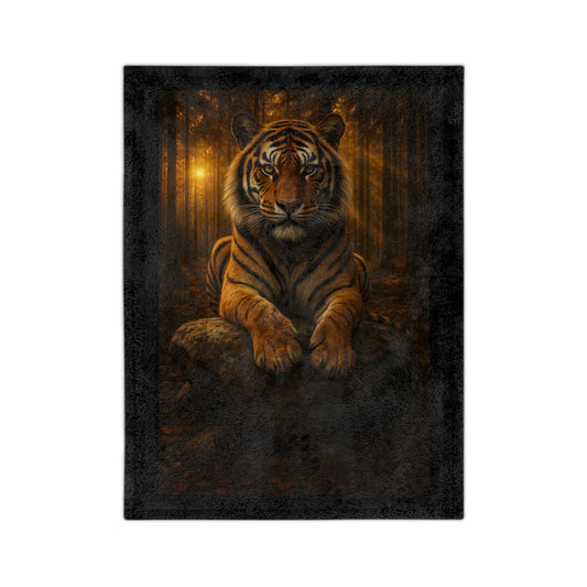 KhaN Tiger Family  Velveteen Blanket -  by PrairieSpirits