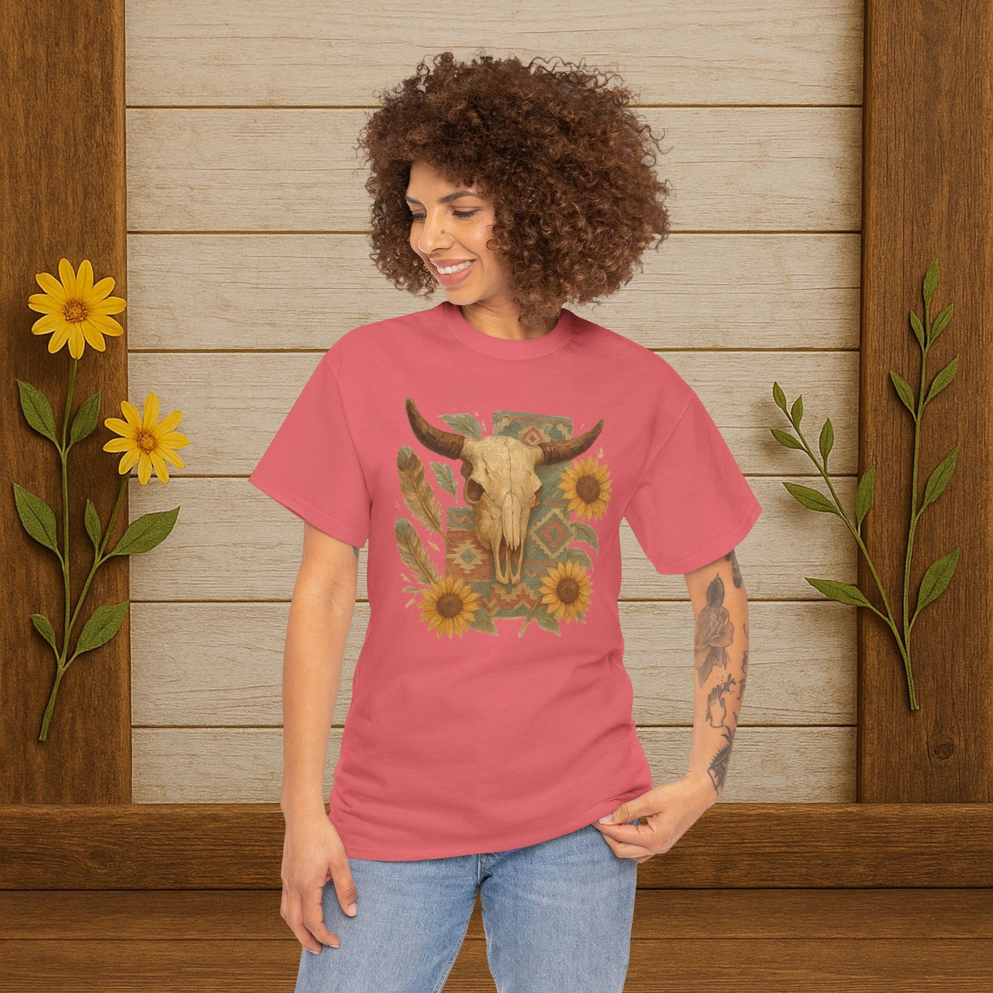 Boho Floral Tee - Unisex Heavy Cotton