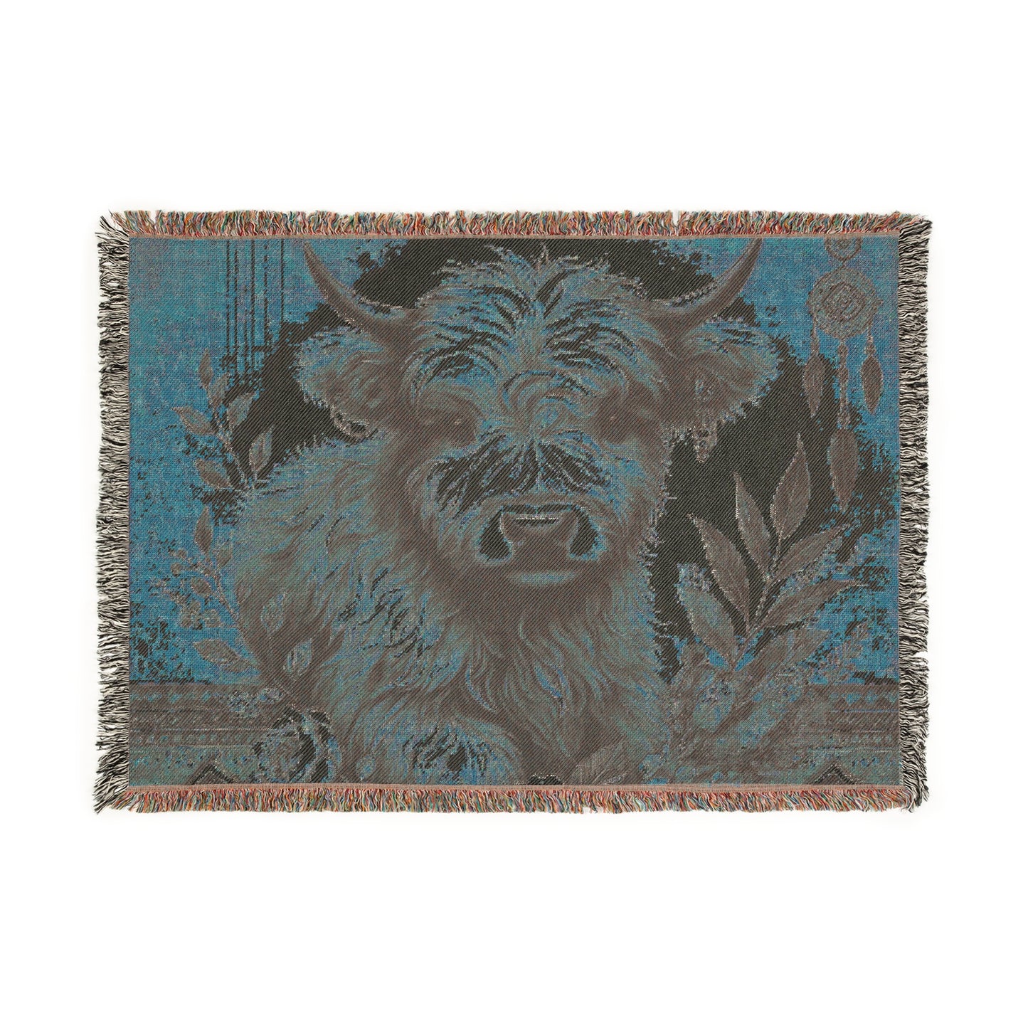 Woven Blanket - PrairieSpirits Boho Cow Print Collection