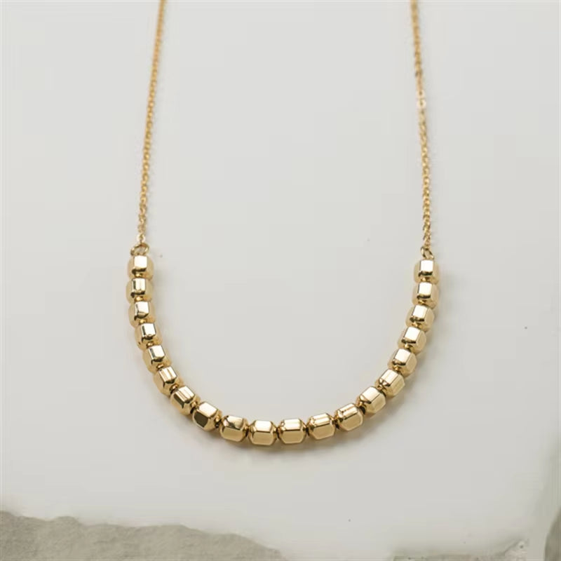 14K Gold Filled Beads Necklace Dainty Bead Choker Handmade Pendants Tarnish Resistant Necklace Boho Women Jewelry