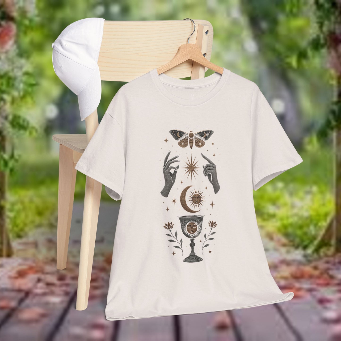 Boho Tee - Mystic Offering: Lunar Wisdom & Divine Flow Design