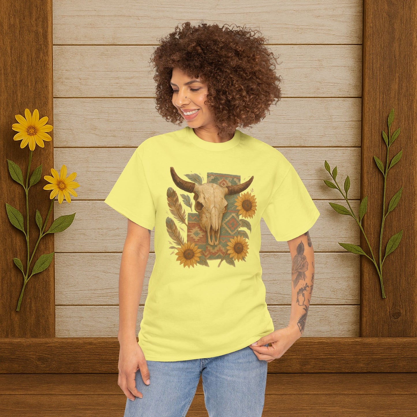 Boho Floral Tee - Unisex Heavy Cotton