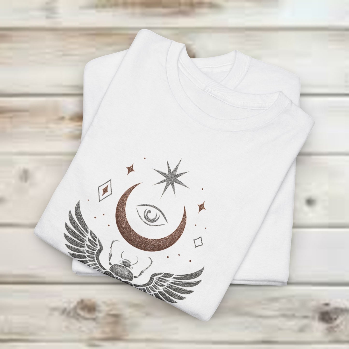 Boho Tee -Celestial Guardian: Eye of the Scarab Design