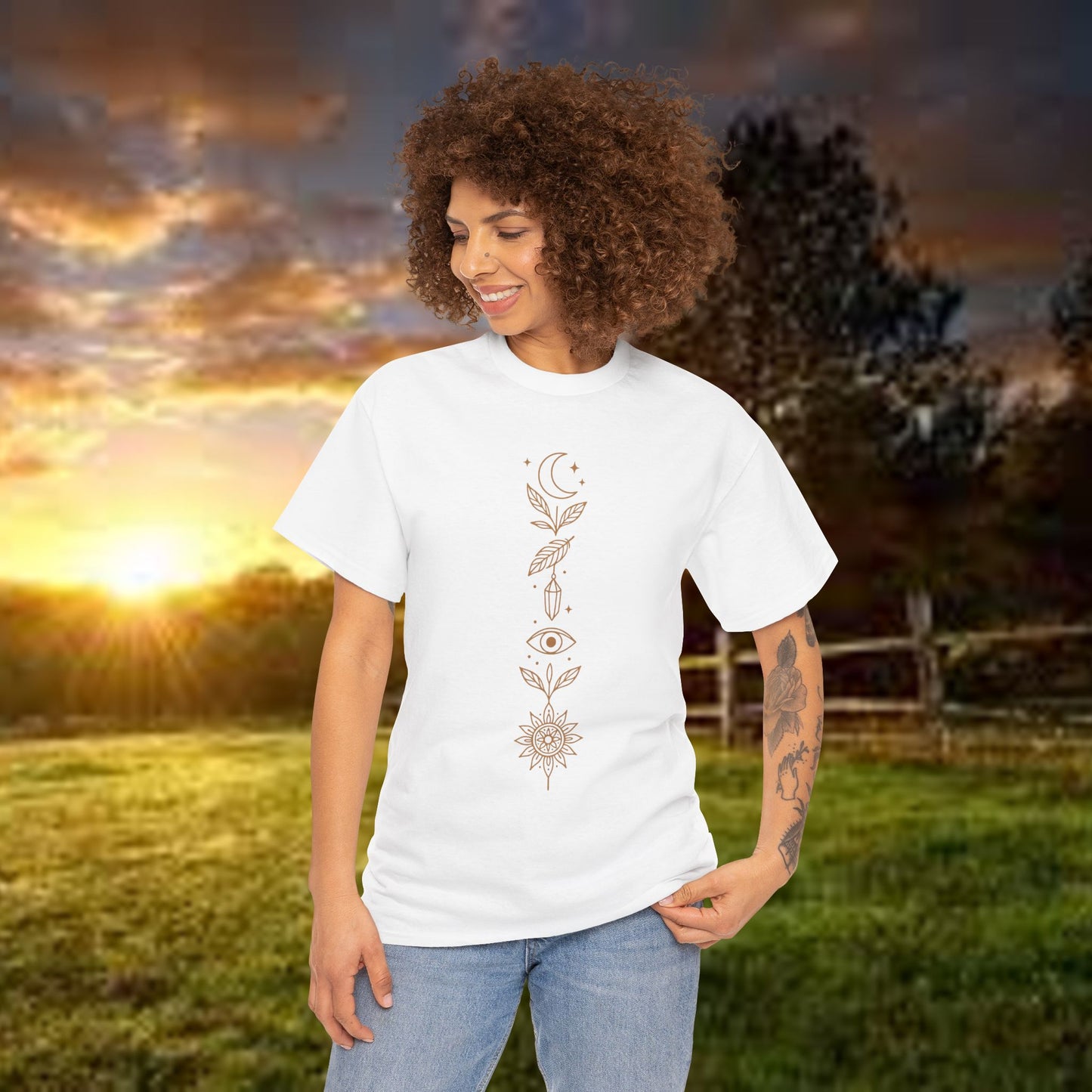 Boho Tee -Celestial Totem Alignment Design