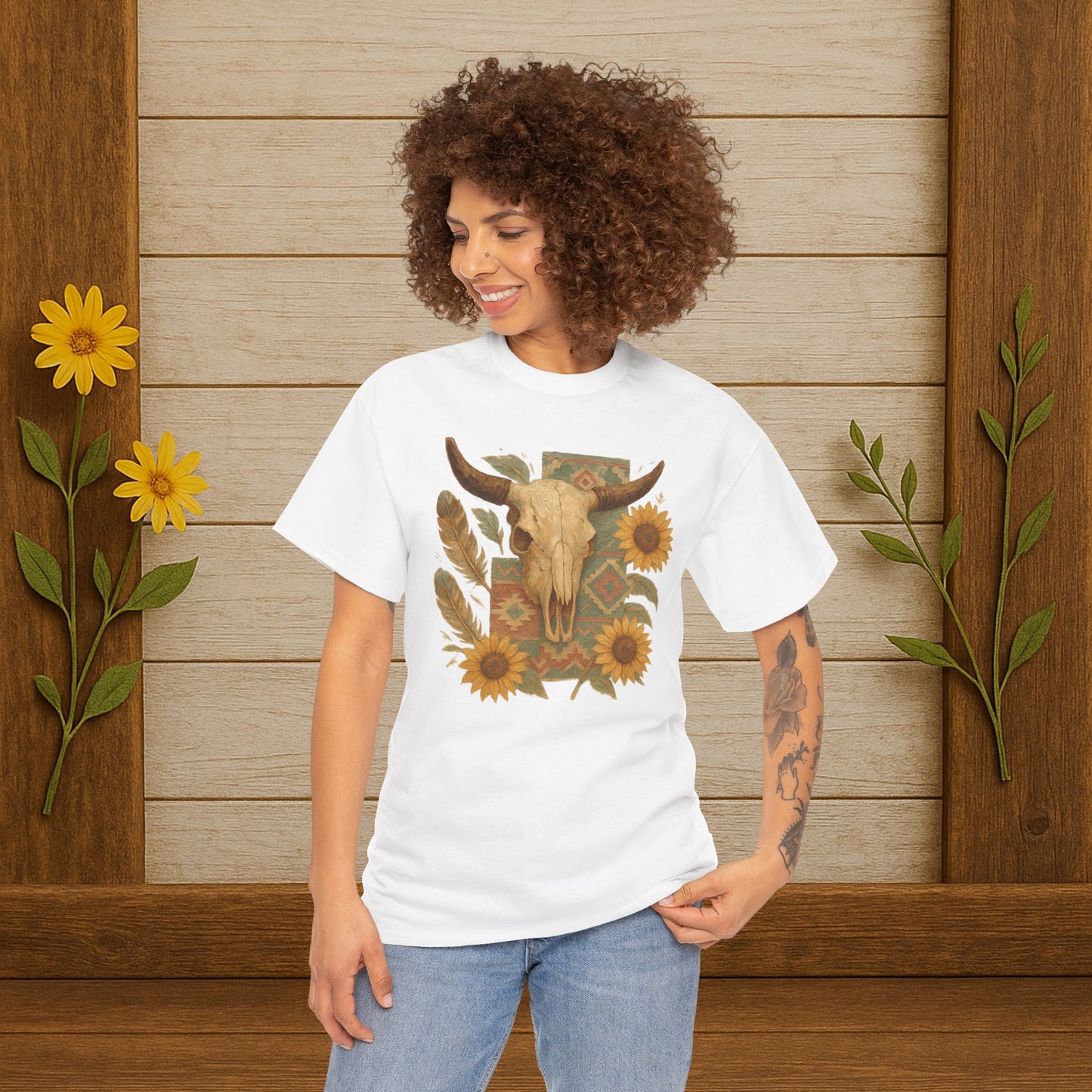 Boho Floral Tee - Unisex Heavy Cotton