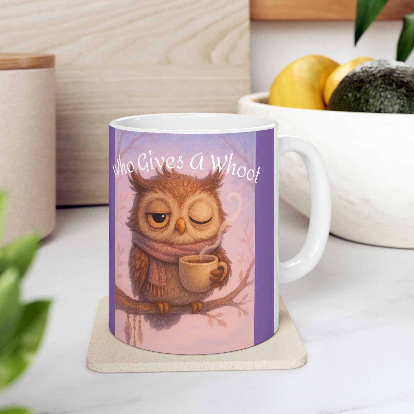 Whimsical Owl Ceramic Mug - 'Who Gives a Hoot?' Design (11oz, 15oz)