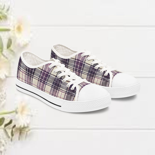 Low Top Sneakers - PrairieSpirits Collection, Plaid Purple