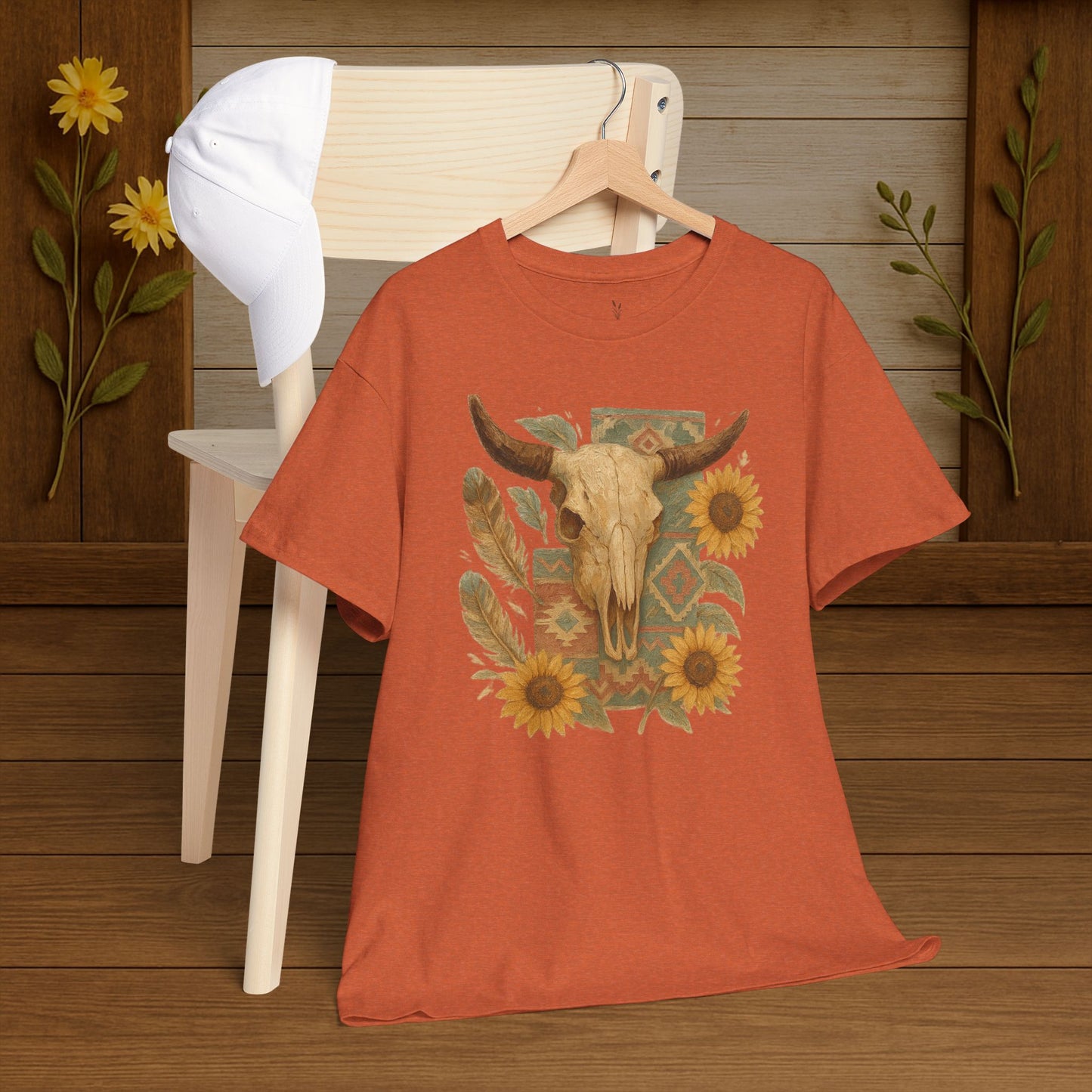 Boho Floral Tee - Unisex Heavy Cotton