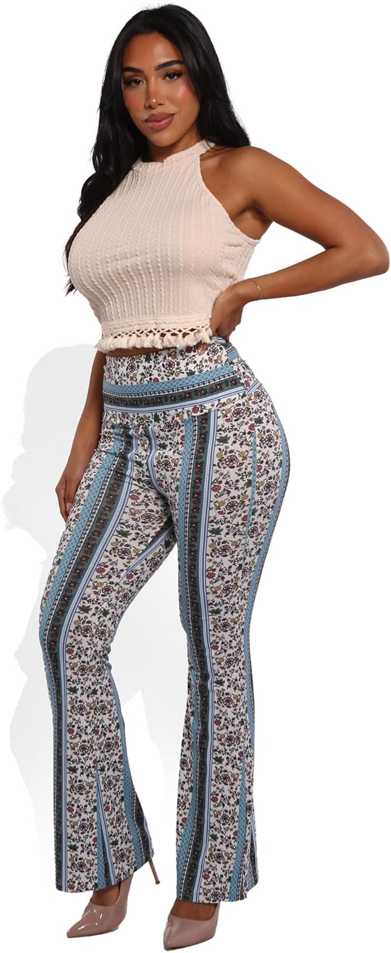 Womens Flare Palazzo Pants Casual Boho Bell Bottoms Wide Leg Buttery Soft Bottoms