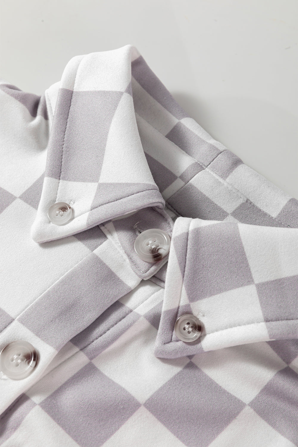 Khaki Checkerboard Flap Pocket Button Front Shacket